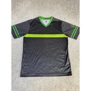 7-Eleven Shirt Mens L Gray Green Employee Uniform 7/11 Jersey V-Neck Teem